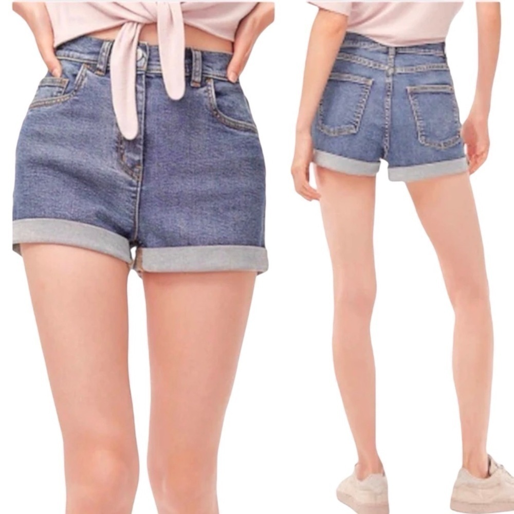 WILFRED HIGH WAIST MEDIUM WASH DENIM JEANS SHORTS 4